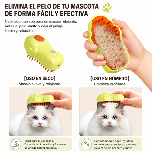 Cepillo a vapor de mascotas
