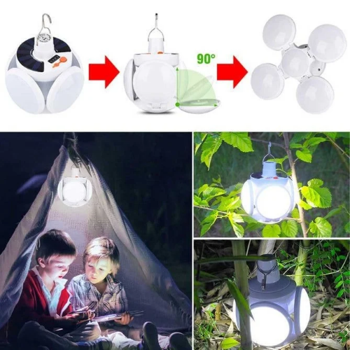 Luz LED solar plegable, carga solar USB