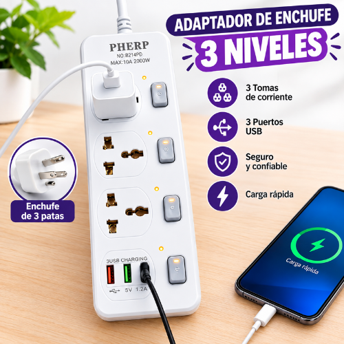 Adaptador de enchufe 3 en 1