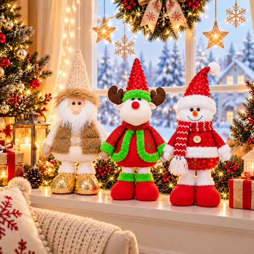 Muñecos patilargas navideños