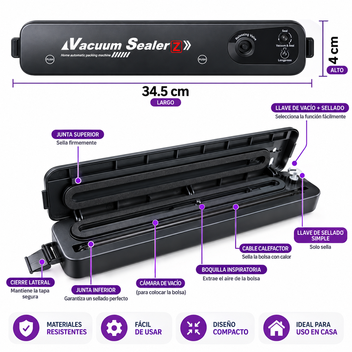Sellador de bolsas eléctrico