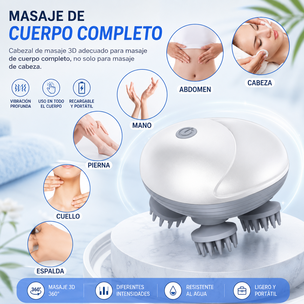 Masajeador de cabeza eléctrico recargable